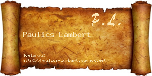 Paulics Lambert névjegykártya